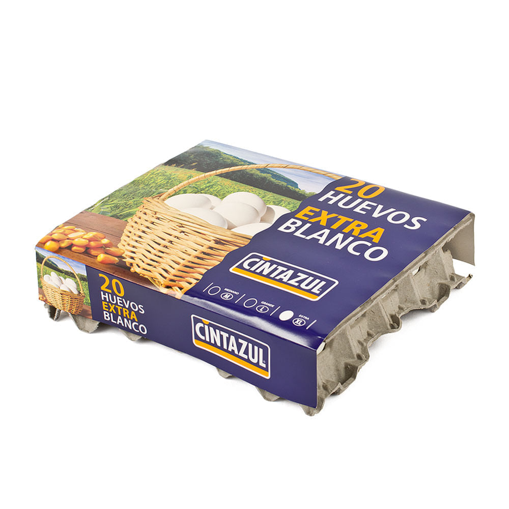 Huevo Cintazul Extra Grande Blanco, 20 unidades