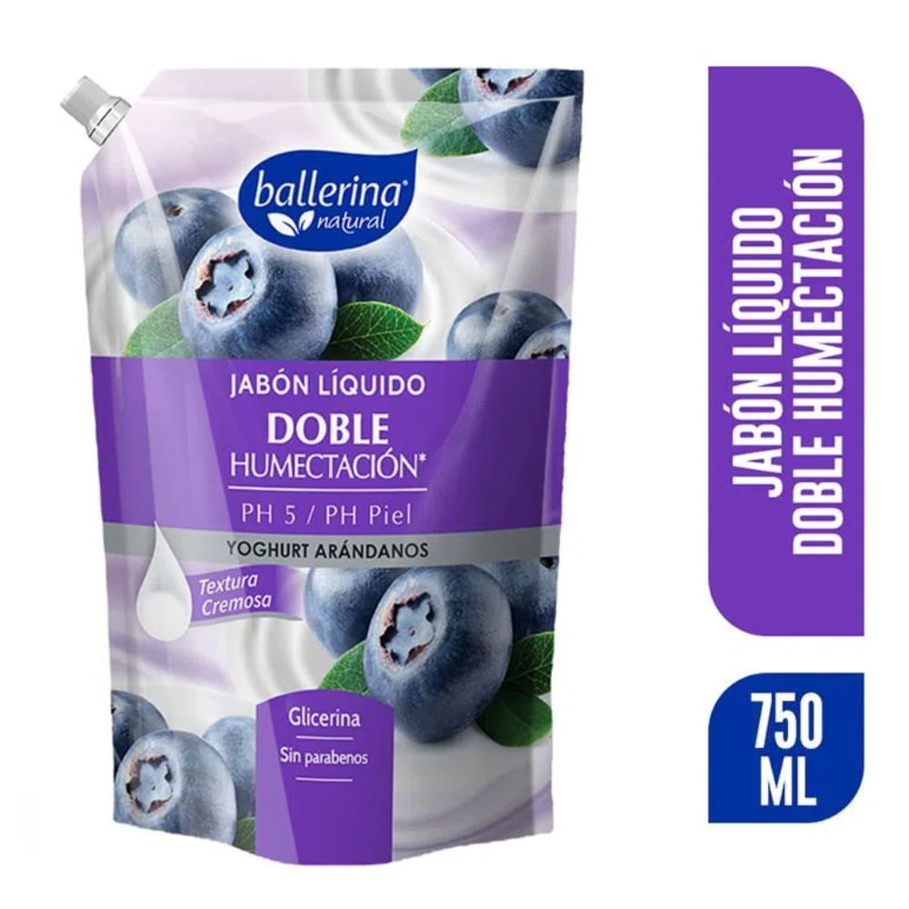 Jabón líquido Ballerina doble humectación arandano 750 Ml Doypack