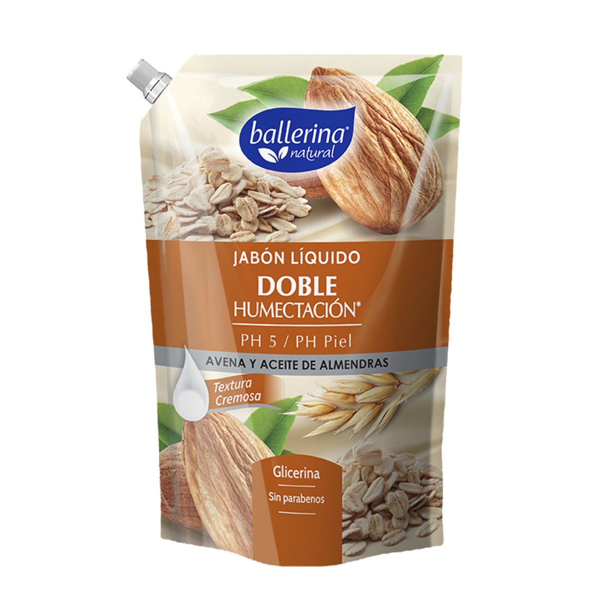 Jabón líquido Ballerina doble humectación almendras 750 Ml Doypack