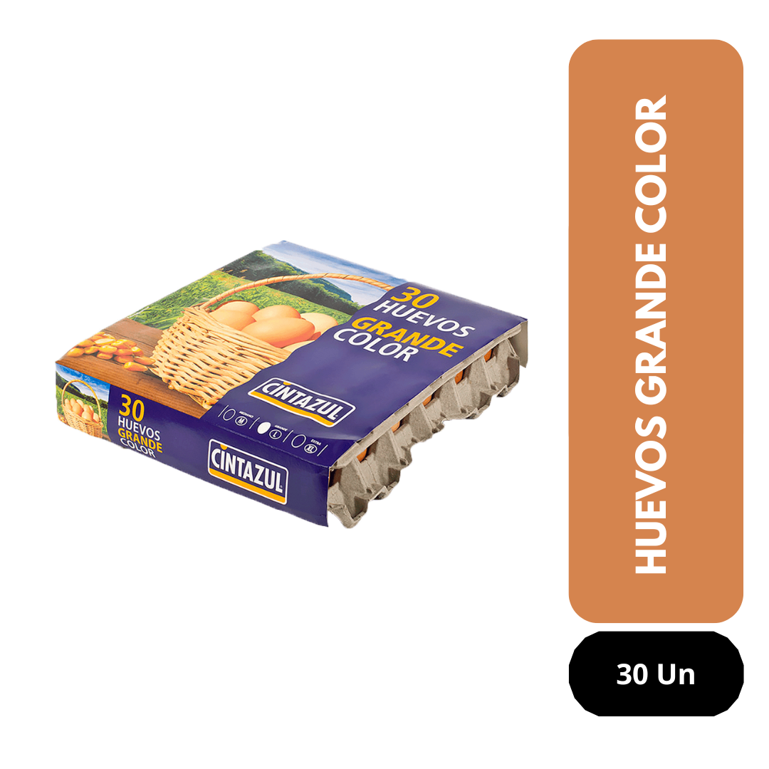 Huevo Cintazul Grande Color, 30 unidades