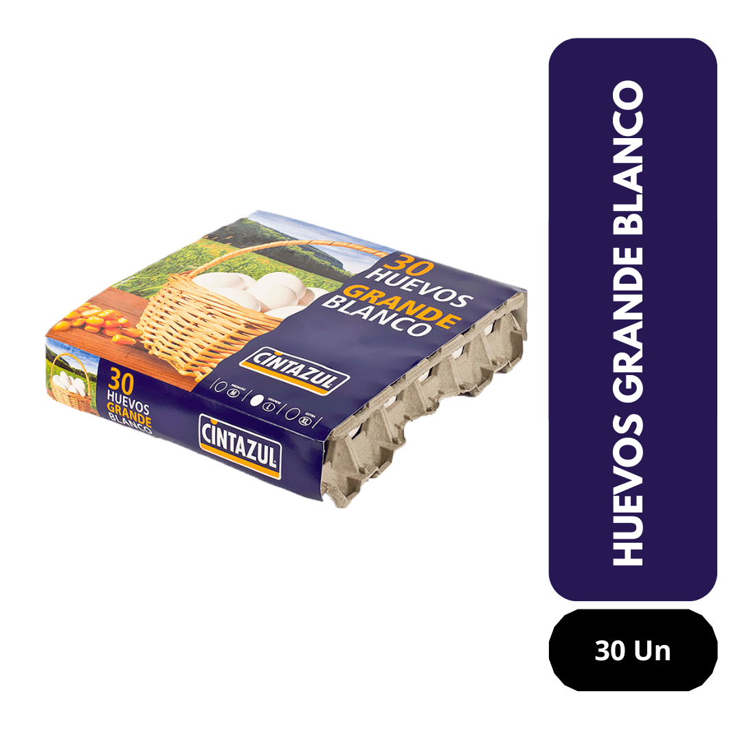 Huevo Cintazul Grande Blanco, 30 unidades