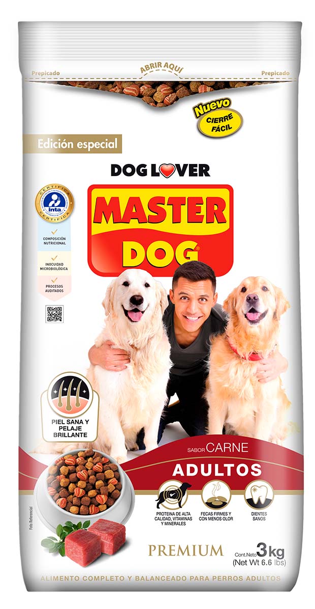 Comida perro Master Dog premium adulto sabor carne 3000 gr