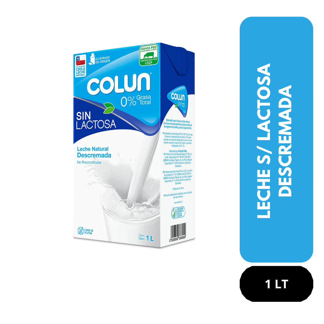Leche sin lactosa descremada Colún 1Lt