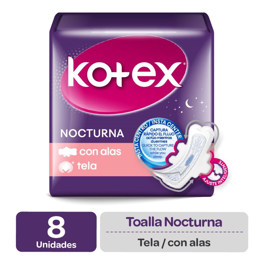 Toalla higiénica nocturna Kotex 8 unidades