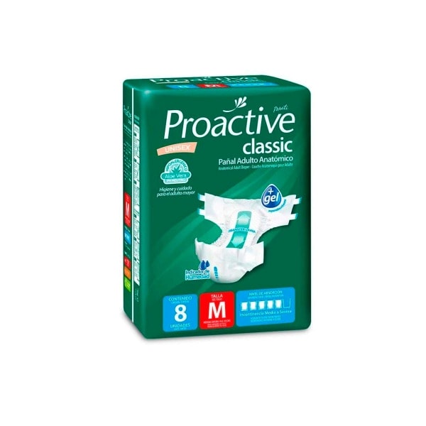 Pañal Proactive classic adulto anatomico 8 unidades