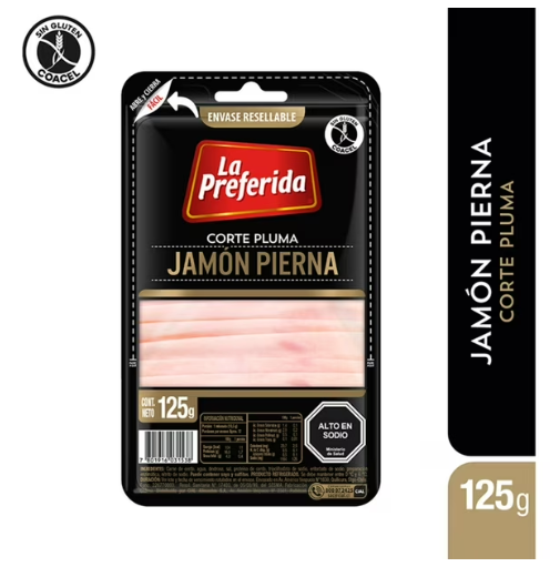 Jamon Pierna Corte Pluma La Preferida 125gr