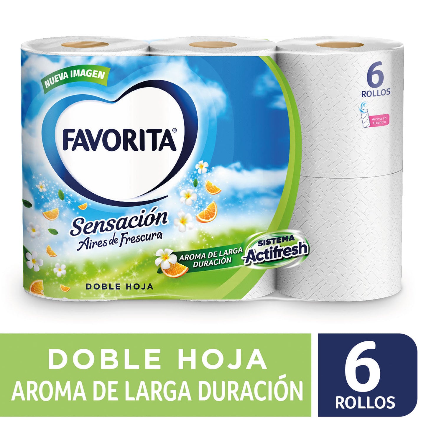 Papel Higienico Favorita doble hoja actifresh 6 x 22 m