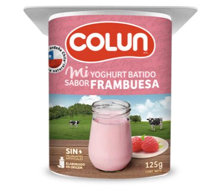 Yogurt batido Colun sabor frambuesa 125 gr
