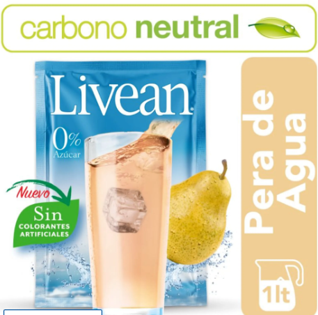 Jugo en polvo Livean Pera al agua