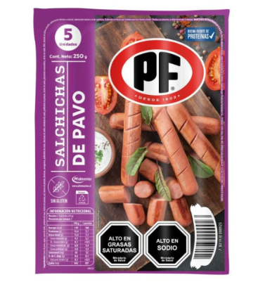Salchicha de pavo PF 5 unidades