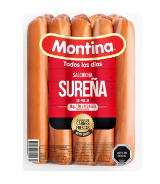 Salchicha sureña de pollo Montina 20 unidades
