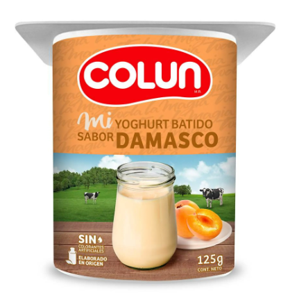 Yogurt batido Colun sabor damasco 125 gr