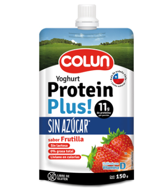 Yogurt Colun 11 gr de proteina sin azucar sabor frutilla 150 gr
