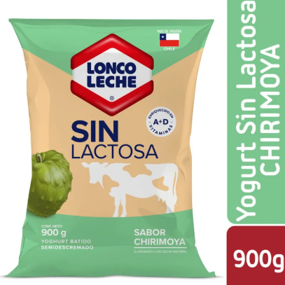 Yogurt Colun bolsa s/ lactosa sabor chirimoya 900 gr
