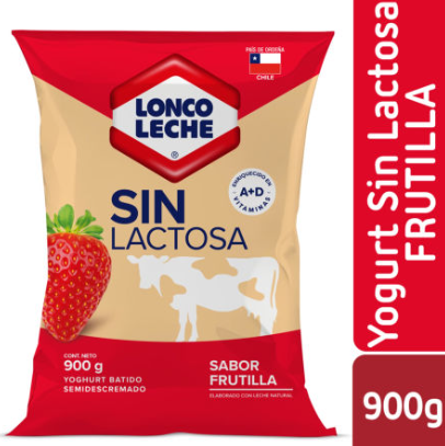 Yogurt Colun bolsa s/ lactosa sabor frutilla 900 gr