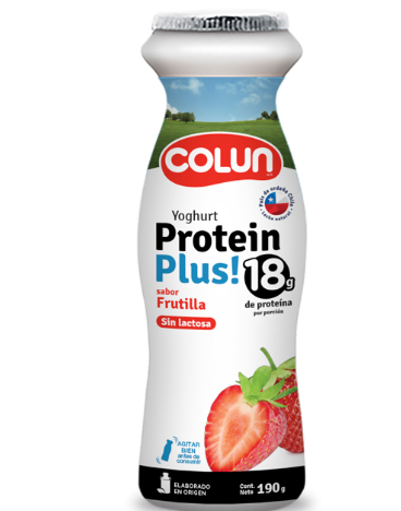 Yogurt Colun protein shot 18 gr de proteina sabor frutilla 190 gr
