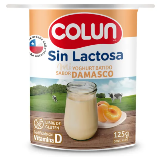 Yogurt Colun s/ lactosa sabor damasco 125 gr