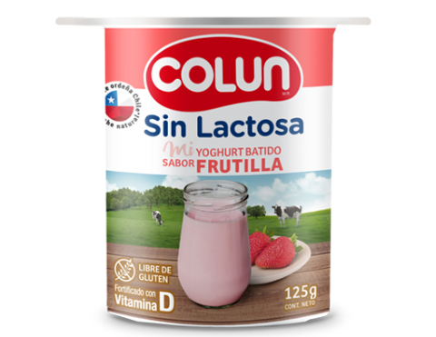 Yogurt Colun s/ lactosa sabor frutilla 125 gr