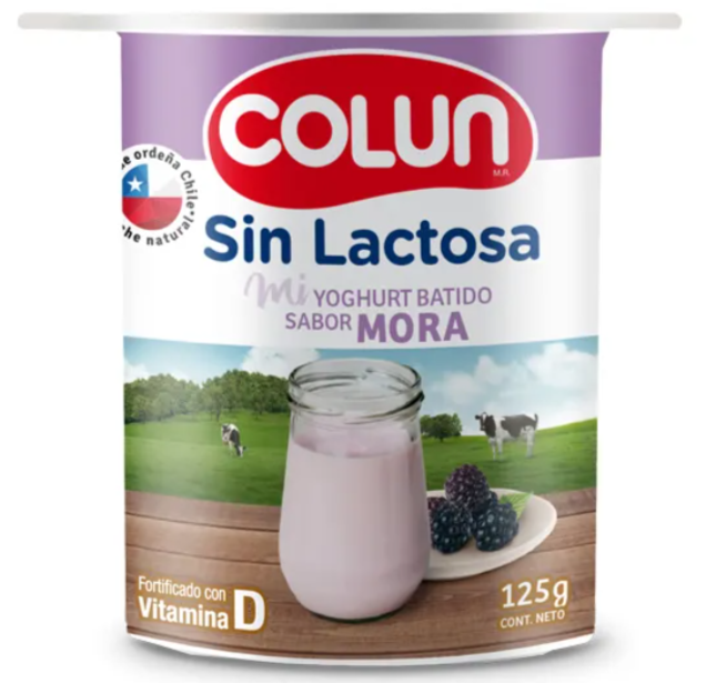 Yogurt Colun s/ lactosa sabor mora 125 gr