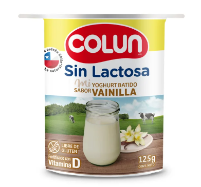 Yogurt Colun s/ lactosa sabor vainilla 125 gr
