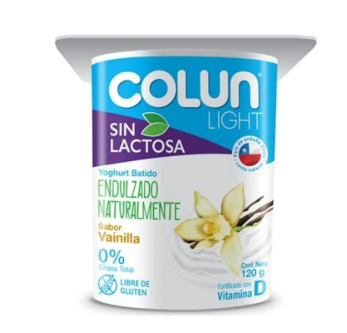 Yogurt light Colun sin lactosa sabor vainilla 120 gr