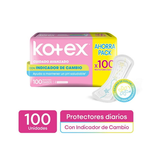 Protector diario Kotex con indicar de cambio 100 unidades