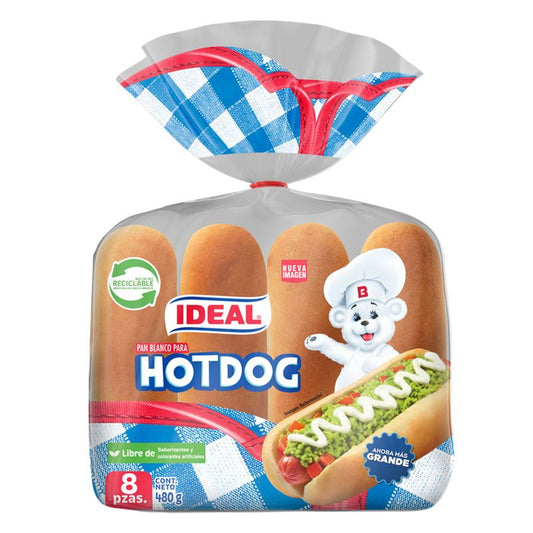 Pan Hotdog Ideal 8u 480gr