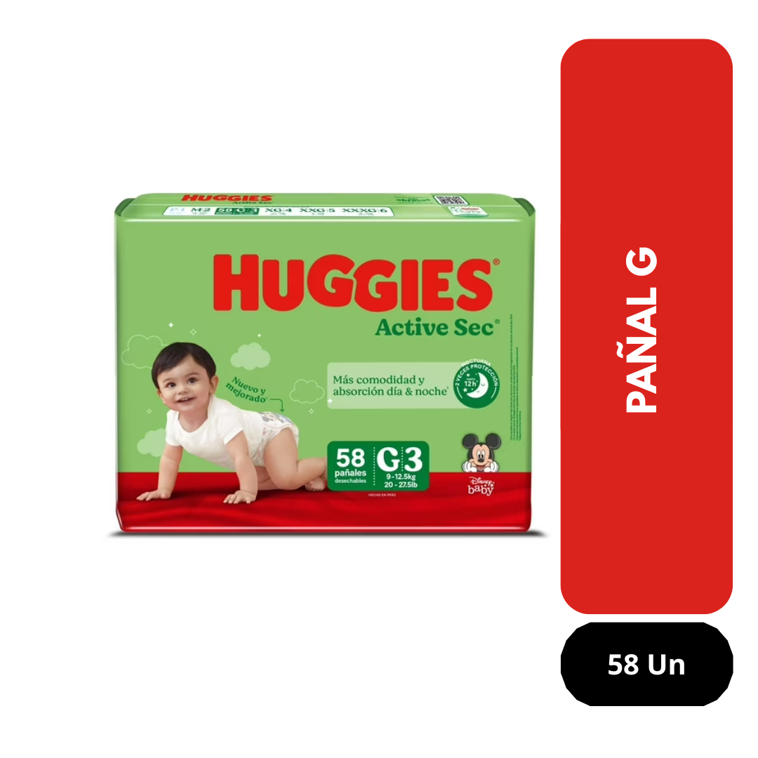 Pañales active sec G Huggies 58 Un