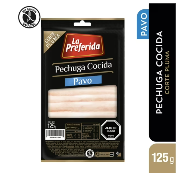 Jamon Pechuga de Pavo Corte Pluma La Preferida 125gr