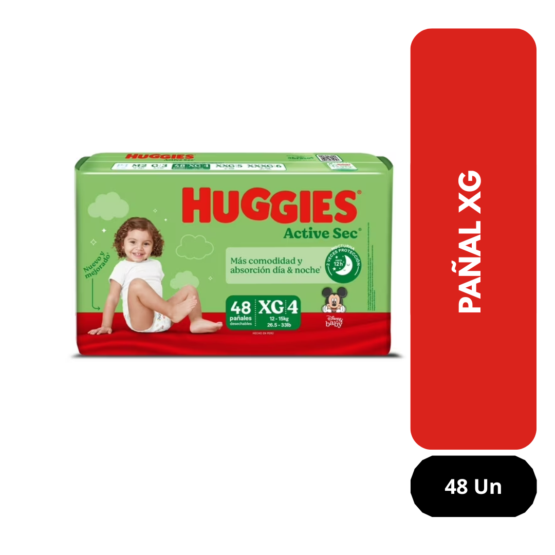 Pañales active sec XG Huggies 48 Un