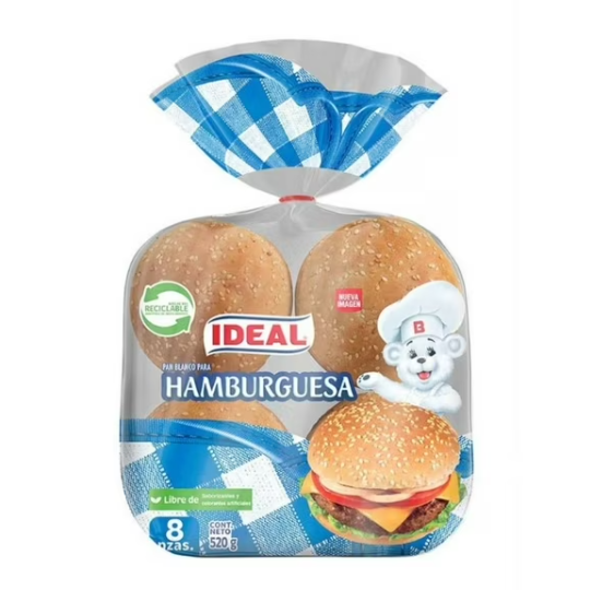 Pan Hamburguesa Ideal 8u 520gr
