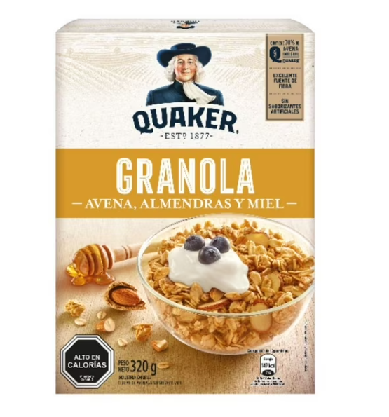 Granola Quaker 320gr Avena, Almendras y Miel